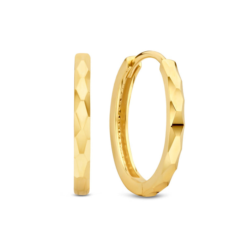 Beloro Jewels Quadrilatero d'Ora Marina 9-Carat Hoop Earrings with Diamond Cut BO360091-zoom-