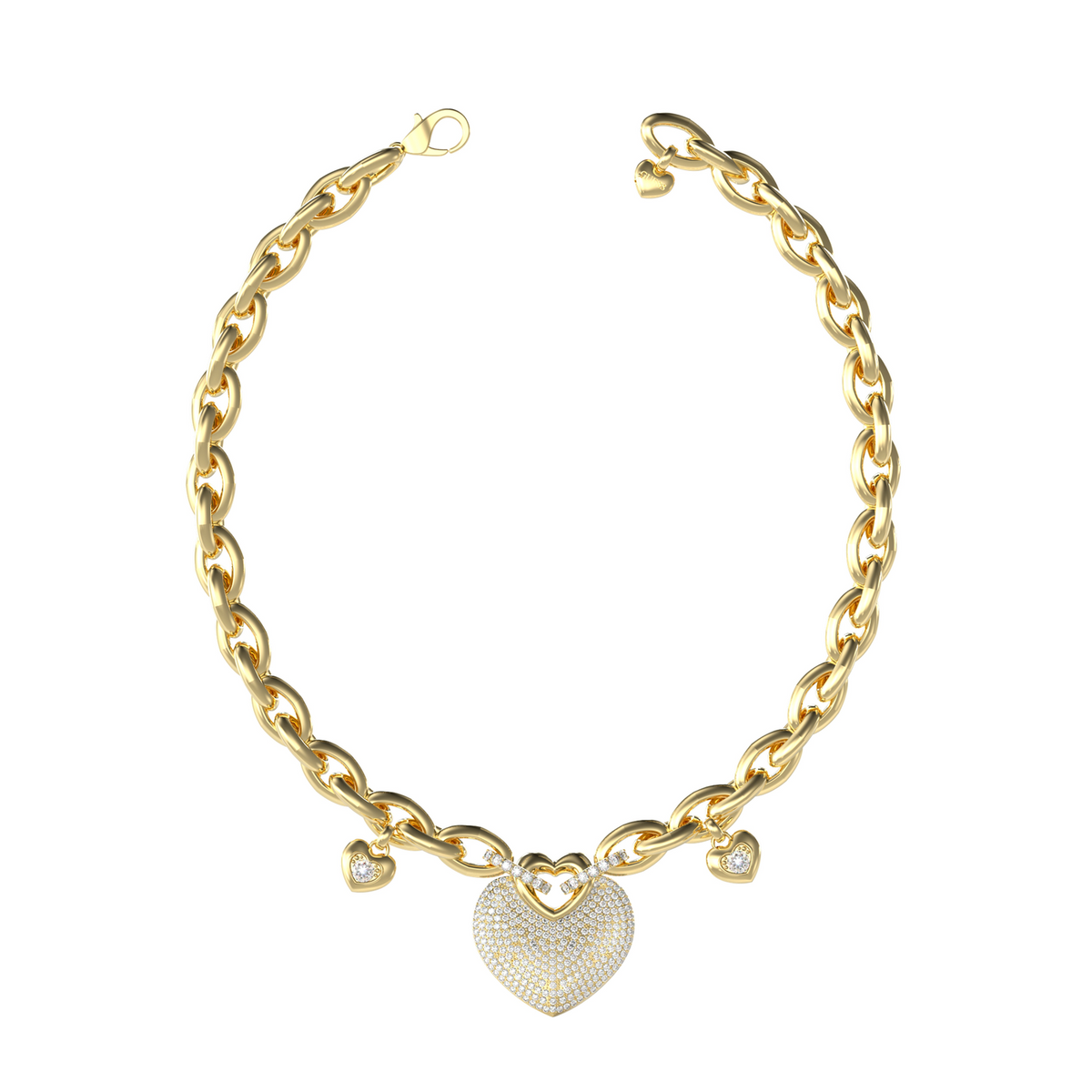 Guess Crazy In Love Gold Necklace JUBN05205JWYGT-U