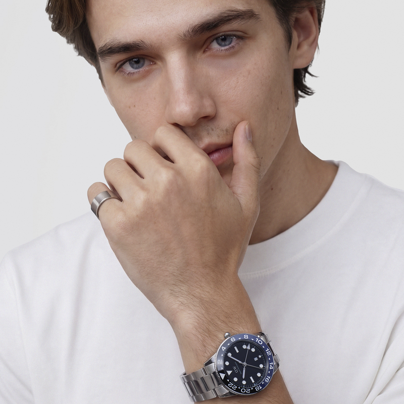 Daniel Wellington Iconic Link Black Blue Ceramic Bezel Men's Watch DW00100921-zoom-