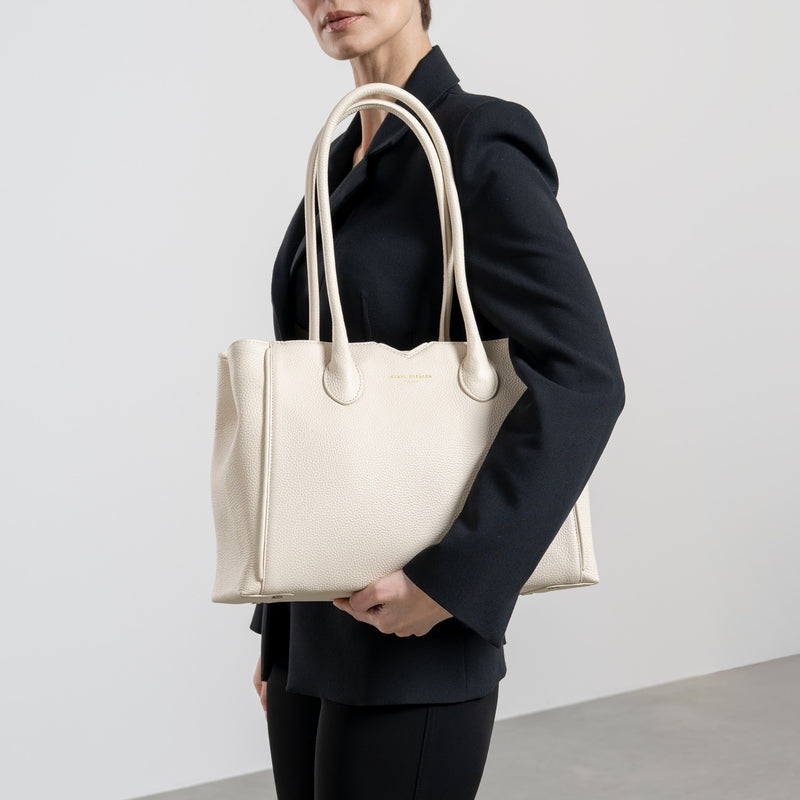 Isabel Bernard Honoré Cloe Crème Calfskin Leather Handbag IB25077-zoom-