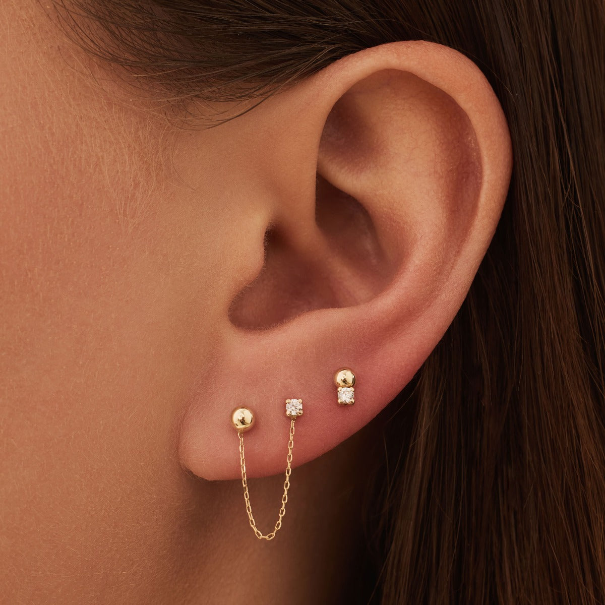 Isabel Bernard Rivoli Cézanne 14 Karat Gold Earrings with 3 Ear Studs IB360272