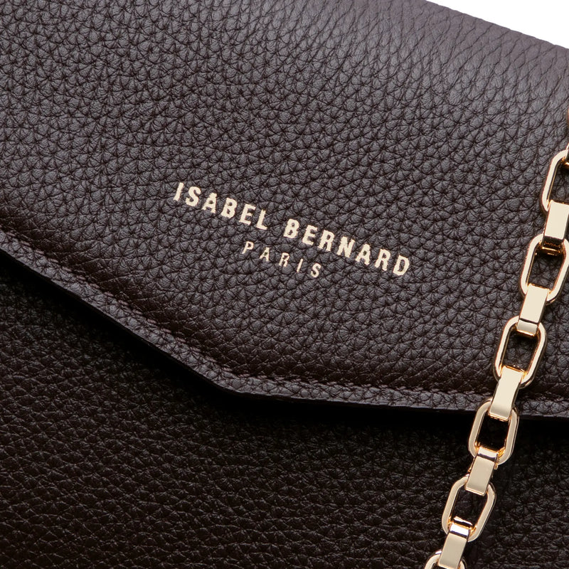 Isabel Bernard Honoré Lina Dark Brown Clutch With Detachable Shoulder Chain IB21135-031-zoom-