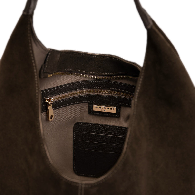Isabel Bernard Honoré Grace dark brown suede shoulder bag IB25093-131-zoom-