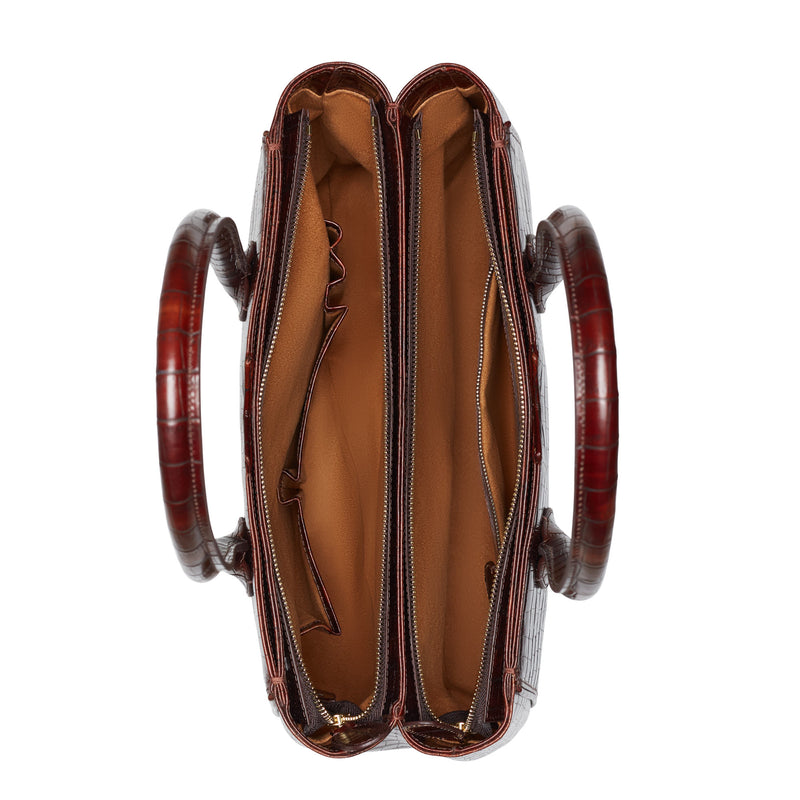 Isabel Bernard Honoré Cloè Croco Brown Handbag IB25006-zoom-