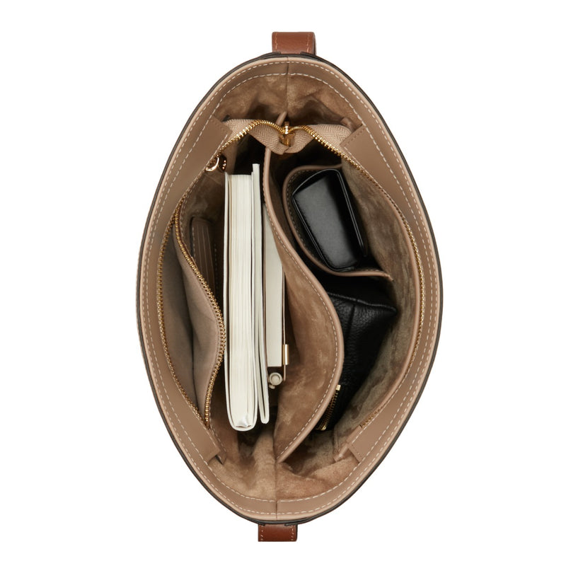 Isabel Bernard Honoré Lora Taupe Calfskin Leather Shoulder Bag IB25085-378-zoom-