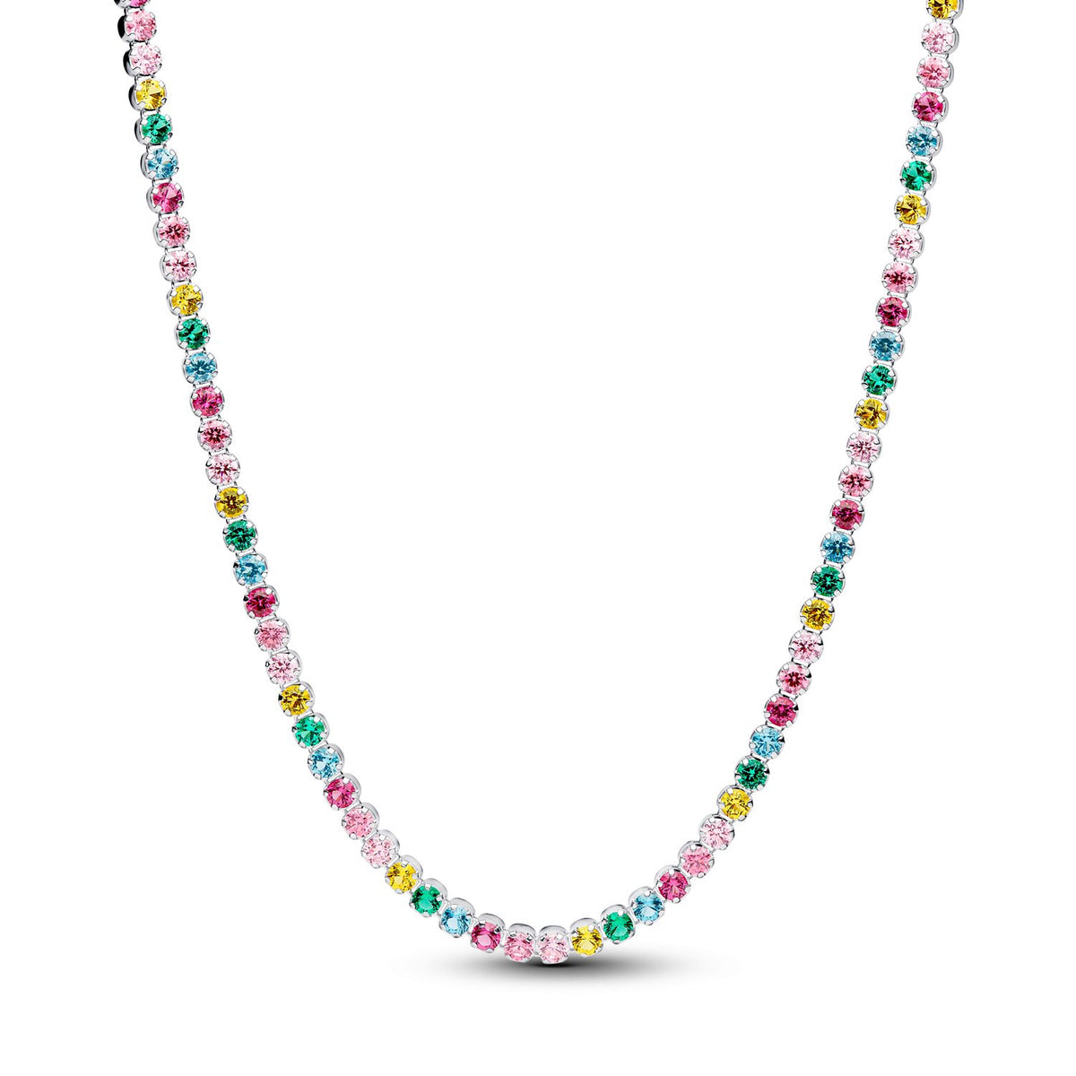 Pandora Timeless 925 Sterling Silver Rainbow Tennis Necklace 394648C01-40