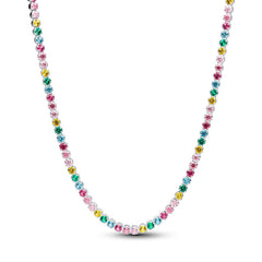 Pandora Timeless 925 Sterling Silver Rainbow Tennis Necklace 394648C01-40