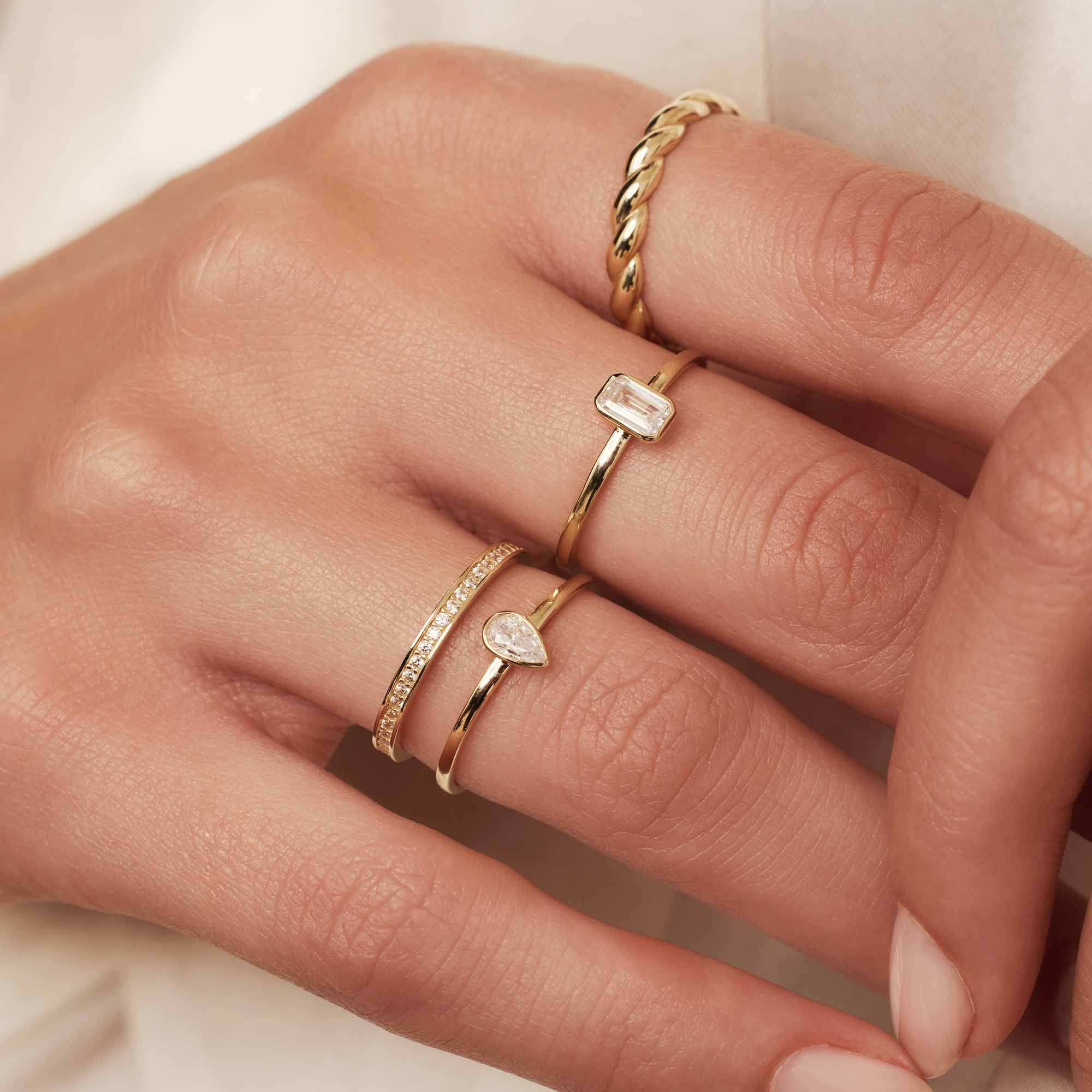 Isabel Bernard Baguette Genevieve 14 karaat gouden ring IB330082-48