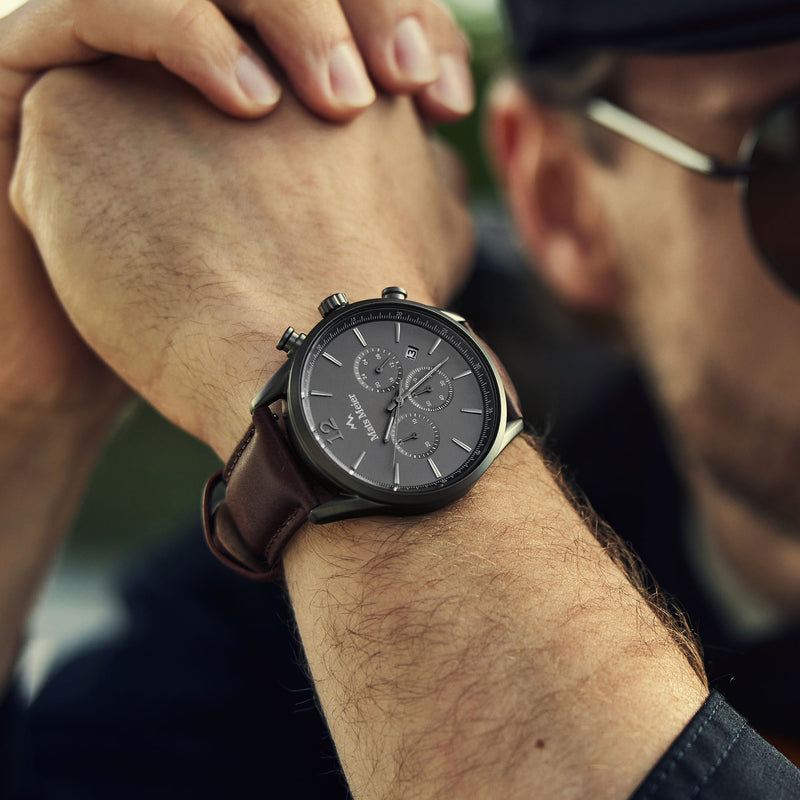 Mats Meier Grand Cornier Chrono Gunmetal/DonkerBrown Watch MM00104-zoom-