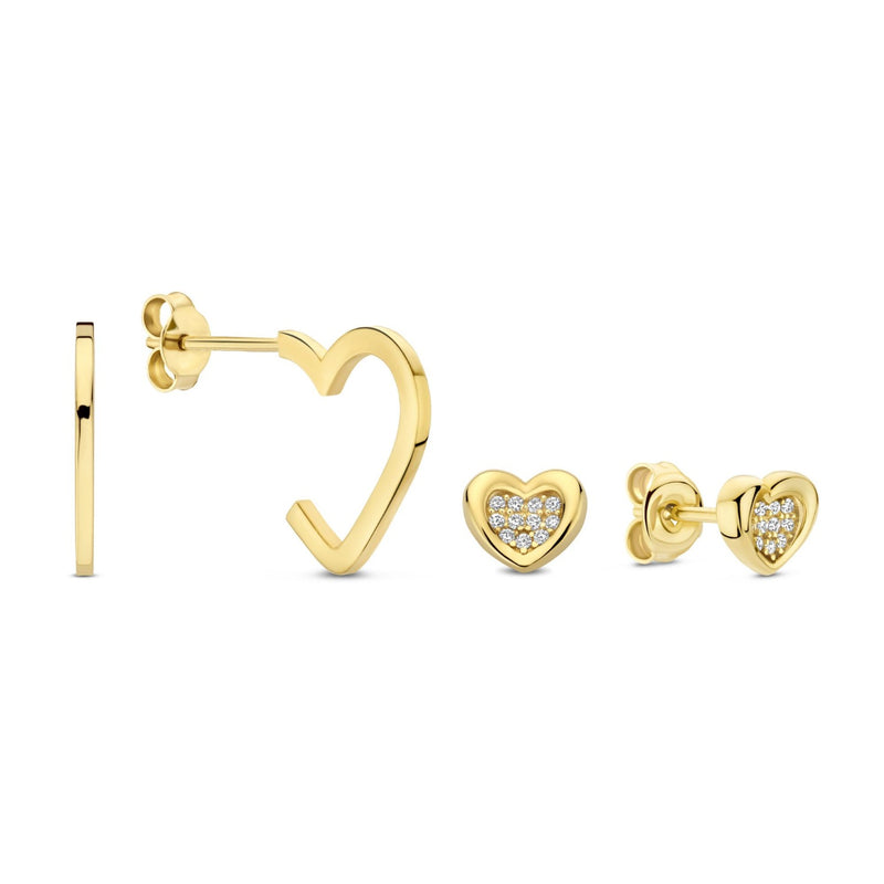 Beloro Jewels Regalo d'Amore 9 karat gold earring set with heart BO90051-zoom-