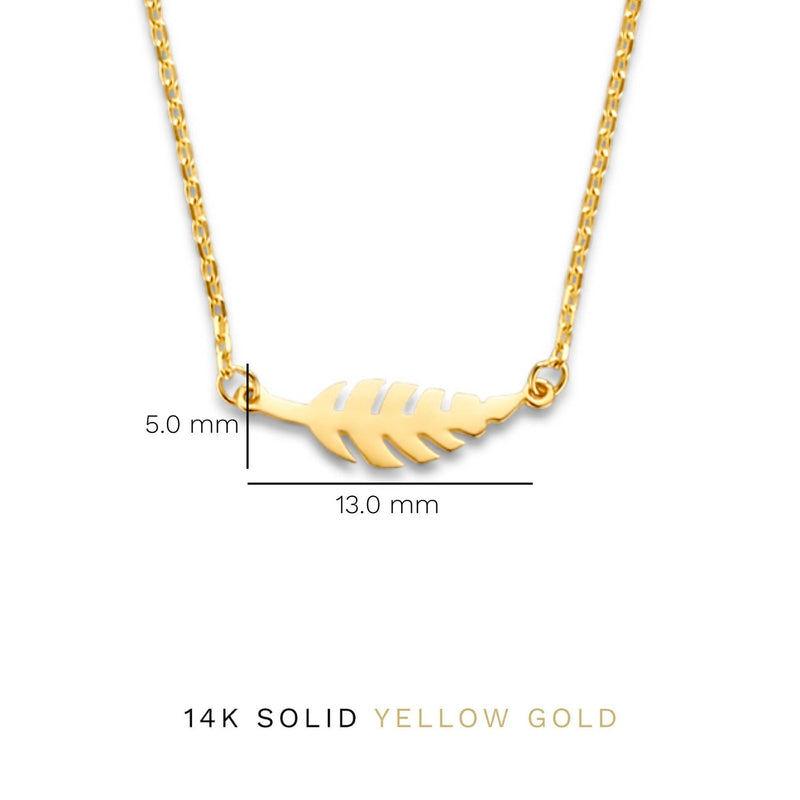 Isabel Bernard Cadeau d'Isabel 14 karat gold necklace and ear studs gift set with feather IB90186-zoom-