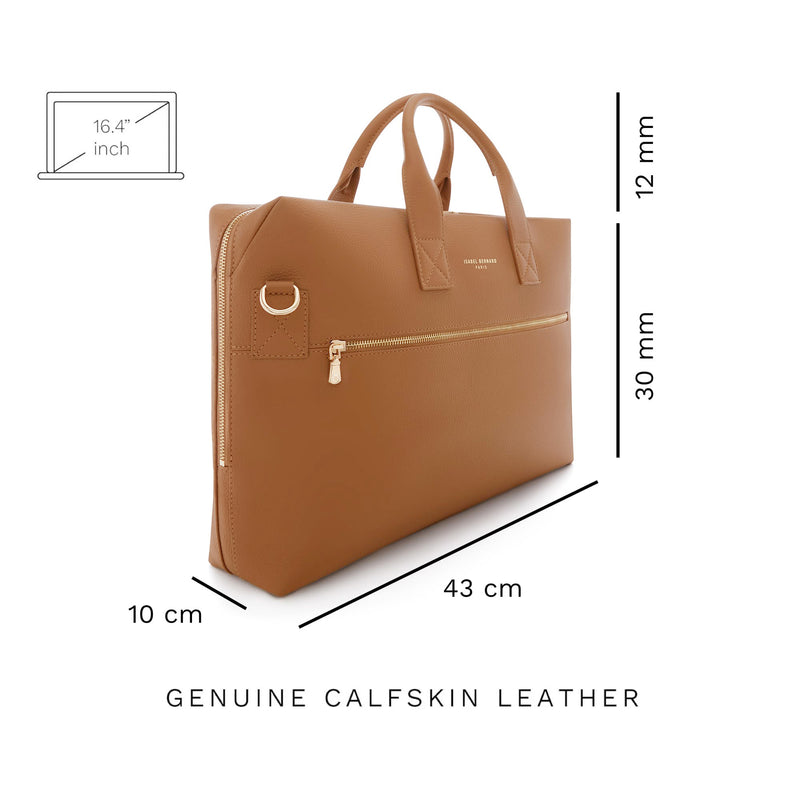 Isabel Bernard Honoré Anique Camel Calfskin Handbag IB25062-zoom-