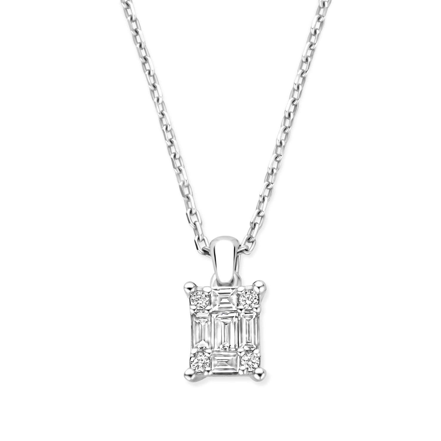 Isabel Bernard De la Paix Maxime 14 karat whitegold necklace with diamond 0.13 carat IBD350023