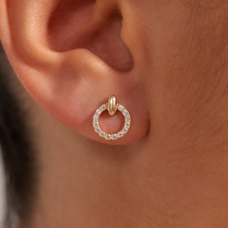 Beloro Jewels Monte Napoleone Irene 9 karat gold ear studs with zirconia stones  BO360124-zoom-