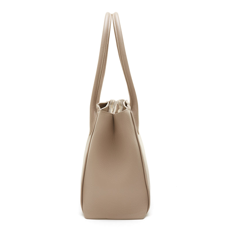 Isabel Bernard Honoré Cloe Taupe Leather Handbag made of Calfskin IB25016-zoom-