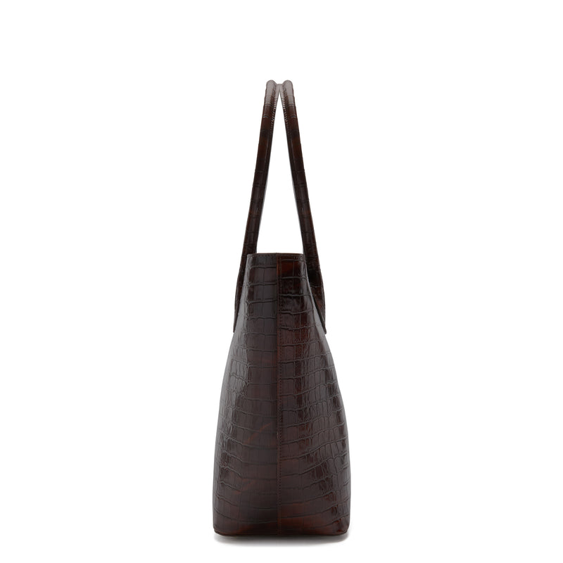 Isabel Bernard Honoré Lysanne Croco Brown Calfskin Shopper IB25025-zoom-
