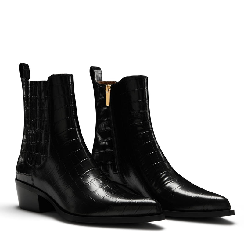 Isabel Bernard Vendôme Amandine croco black calfskin leather boots IB53010-201-36-zoom-