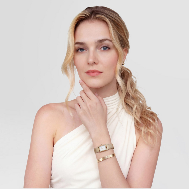 Daniel Wellington Bound Mini Evergold White Women's Watch DW00100928-zoom-