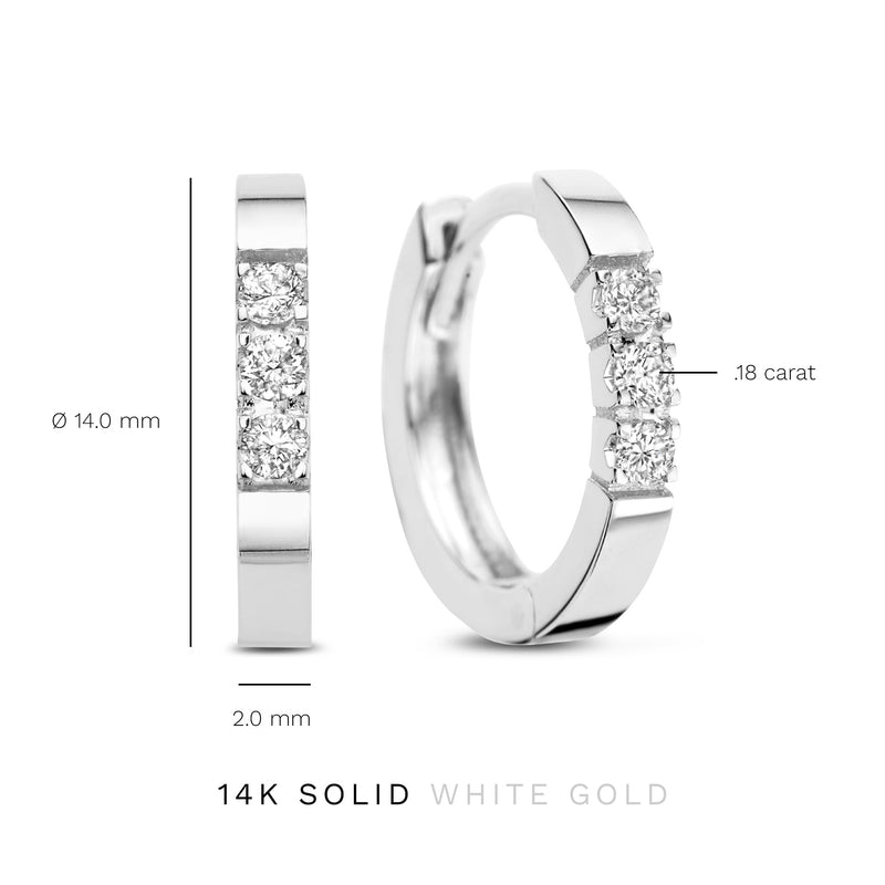 Isabel Bernard De la Paix Madeline 14 Carat Whitegold Hoop Earrings | diamond 0.15 ct | IBD360017-zoom-