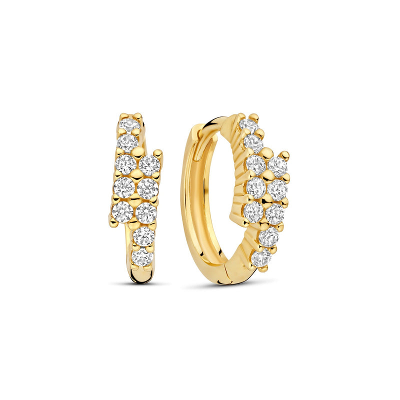 Beloro Jewels Monte Napoleone Joley 9 karat gold hoop earrings with zirconia stones (9,7 mm) BO360117-zoom-