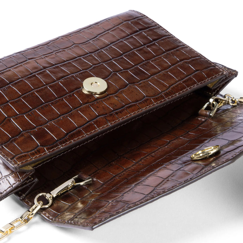 Isabel Bernard Honoré Lina Croco Brown Clutch With Detachable Shoulder Chain IB21135-230-zoom-