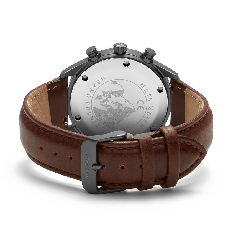 Mats Meier Grand Cornier Chrono Gunmetal/DonkerBrown Watch MM00104-zoom-