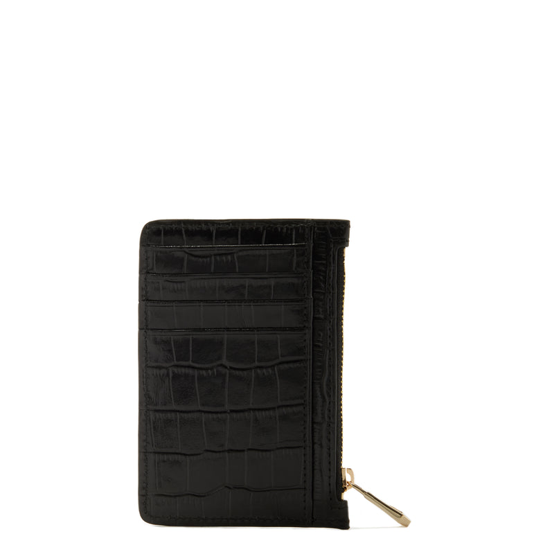 Isabel Bernard Honoré Aveline croco Black Leather Card Holder made of Calfskin IB27018-zoom-
