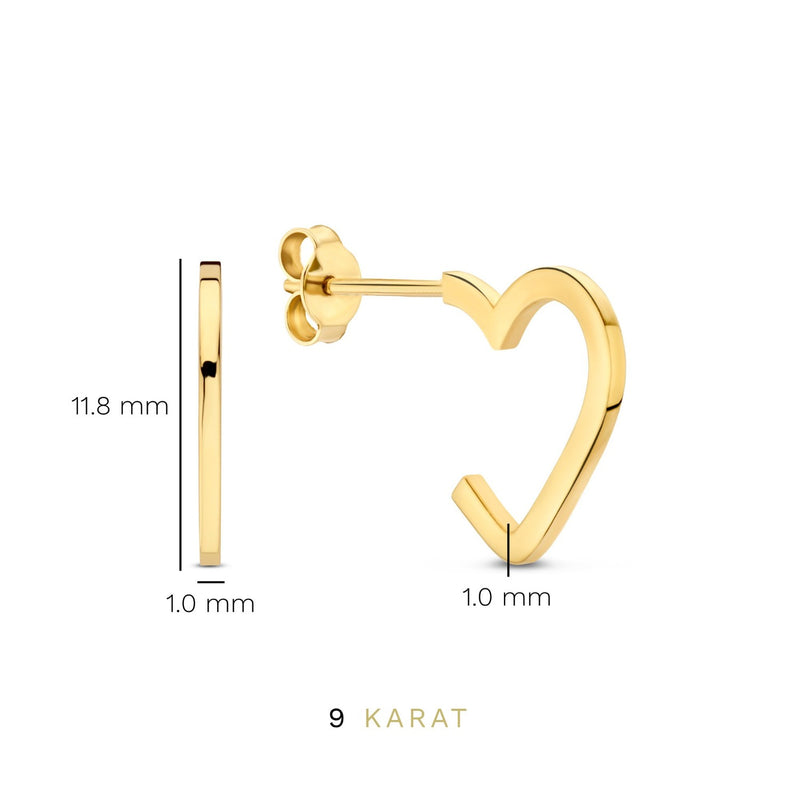 Beloro Jewels Regalo d'Amore 9 karat gold earring set with heart BO90051-zoom-