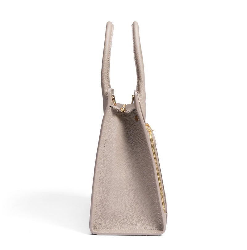 Isabel Bernard Honoré Nadine taupe calfskin leather handbag with 13 inch laptop compartment IB25110-078-13-zoom-