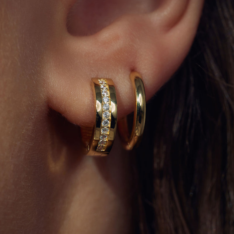 Parte Di Me Ponte Vecchio Santa Trinita 925 sterling Silver gold plated Hoop Earrings PDM36107-zoom-