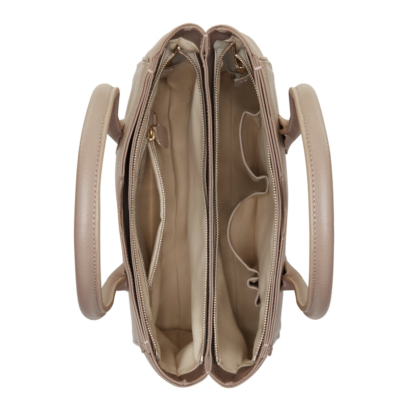 Isabel Bernard Honoré Cloe Taupe Leather Handbag made of Calfskin IB25016-zoom-