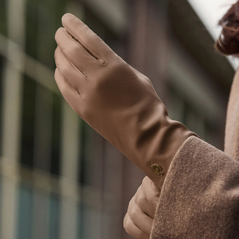 Isabel Bernard Honoré Eleanor taupe goatskin leather gloves IB67000-378-6.5-zoom-
