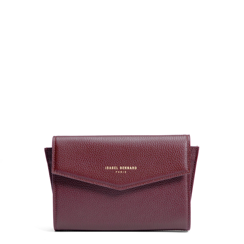Isabel Bernard Honoré Lina Bordeaux Red Clutch With Detachable Shoulder Chain IB21135-052-zoom-