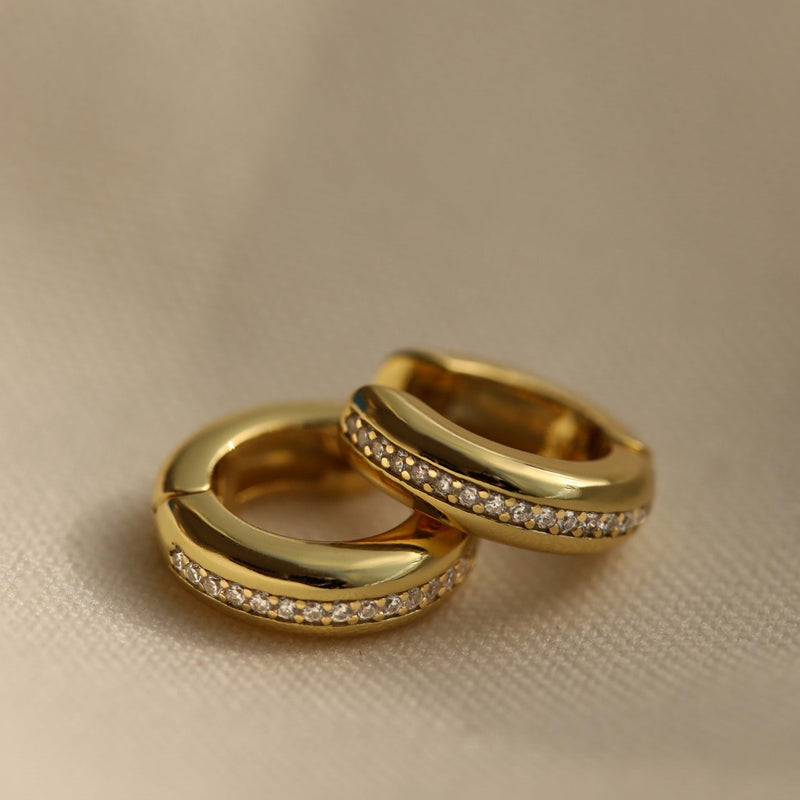 Karma Hoops 14 karat gold plated Hoop Earrings H447GP-zoom-