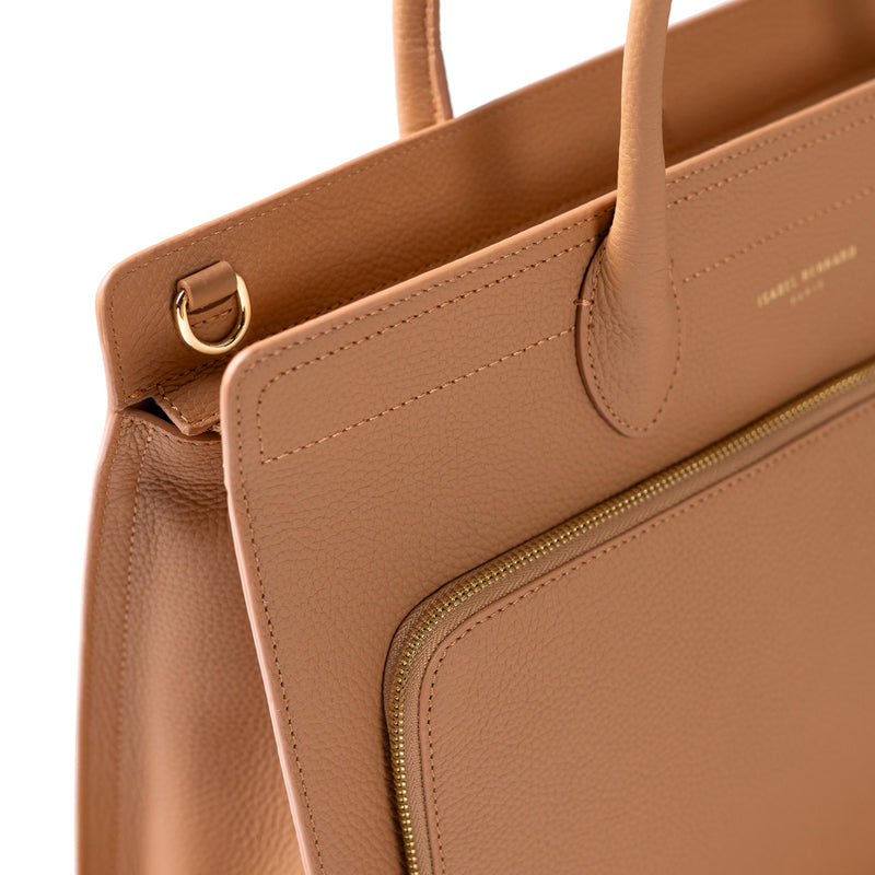 Isabel Bernard Honoré Nadine Camel Calfskin Handbag IB25053-zoom-
