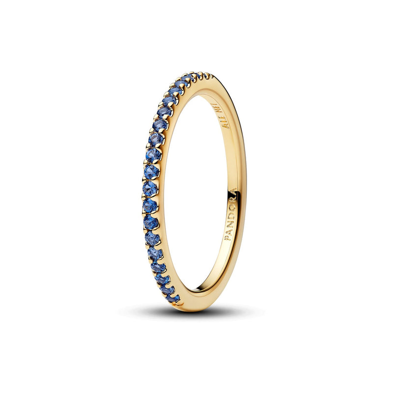Pandora Timeless Gold Plated Sparkling Blue Half-Eternity Band Ring 162999C02-zoom-