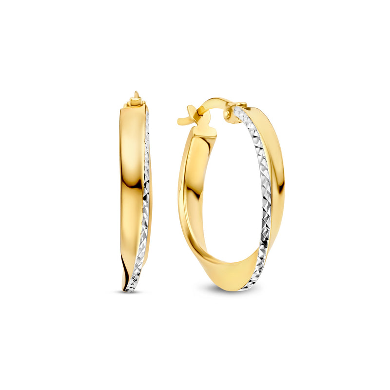 Isabel Bernard Rivoli Laura 14 carat Gold Hoop Earrings with Diamond Cut IB360258-zoom-