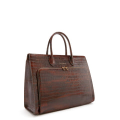 Isabel Bernard Honoré Nadine Croco Brown Leather Handbag made of Calfskin IB25034