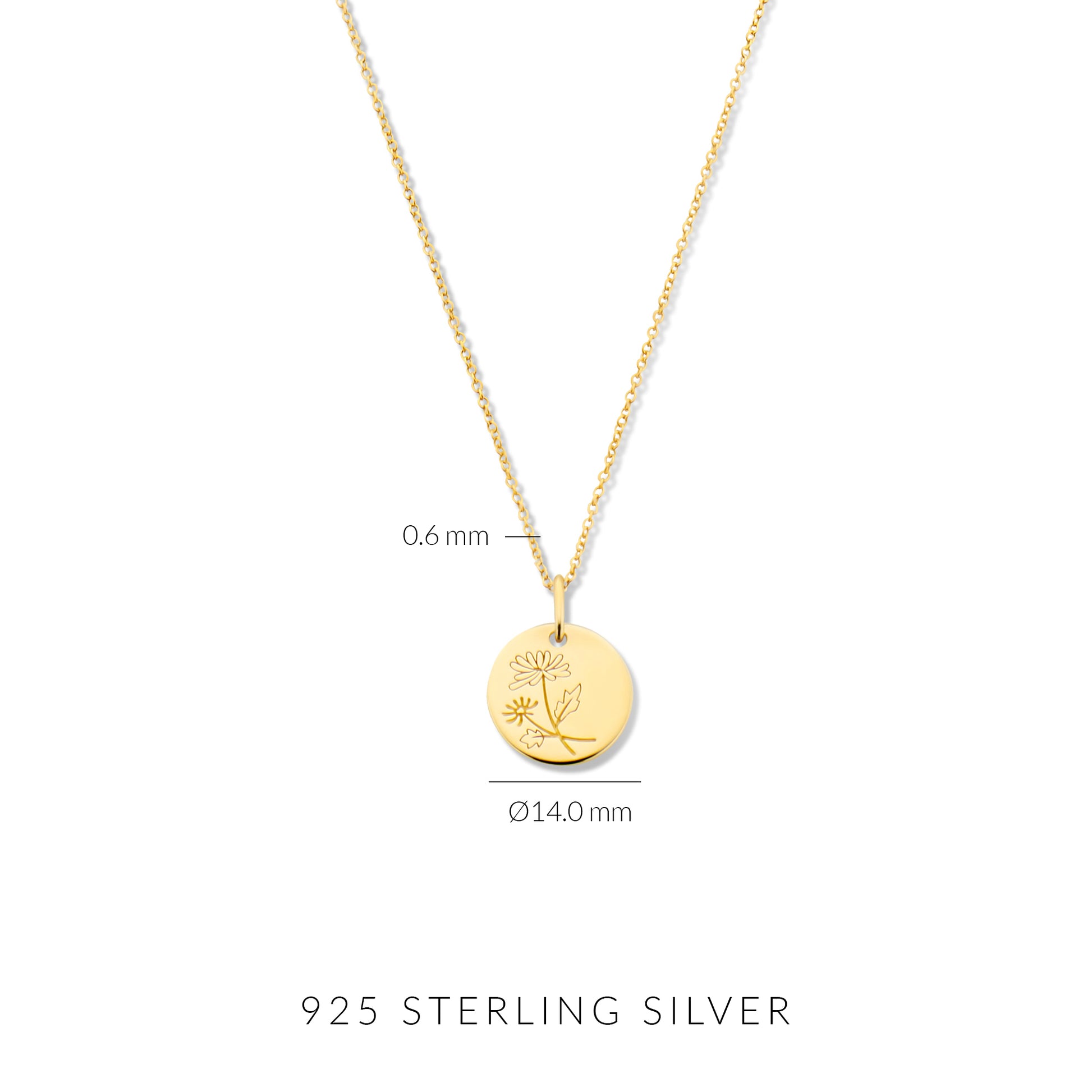 Violet Hamden Venus 925 Sterling Silver Gold-coloured Necklace with Birthflower VH340025-FEB