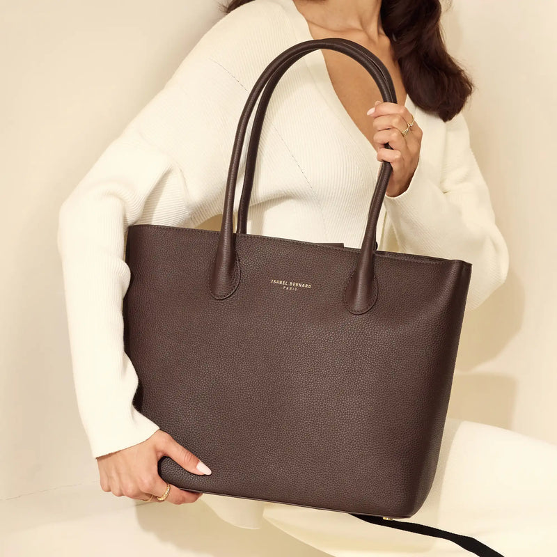 Isabel Bernard Honoré Lysanne Brown Calfskin Leather Shopper IB25089-zoom-