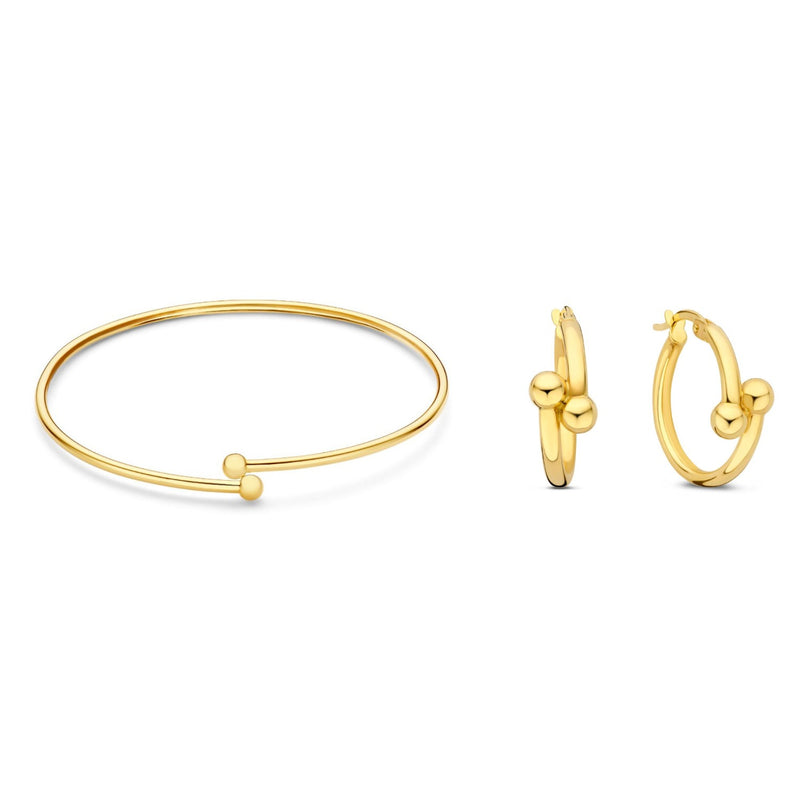 Isabel Bernard Cadeau d'Isabel 14 karat gold bracelet bangle and hoop earrings gift set IB90179-zoom-