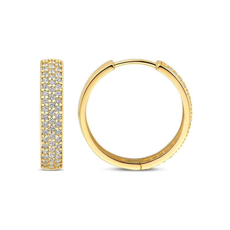 Beloro Jewels Monte Napoleone Stella 9 karat gold hoop earrings with zirconia BO360087-zoom-