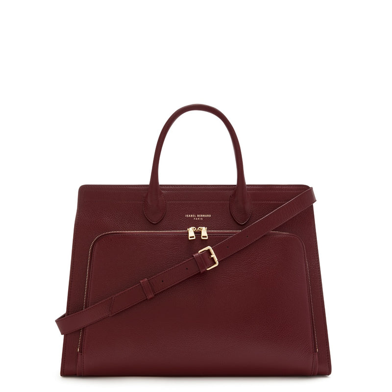 Isabel Bernard Honoré Nadine Bordeaux Calfskin Leather Handbag IB25080-zoom-