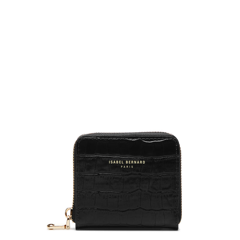 Isabel Bernard Honoré Jules Black Croco Zip Wallet IB23107-zoom-