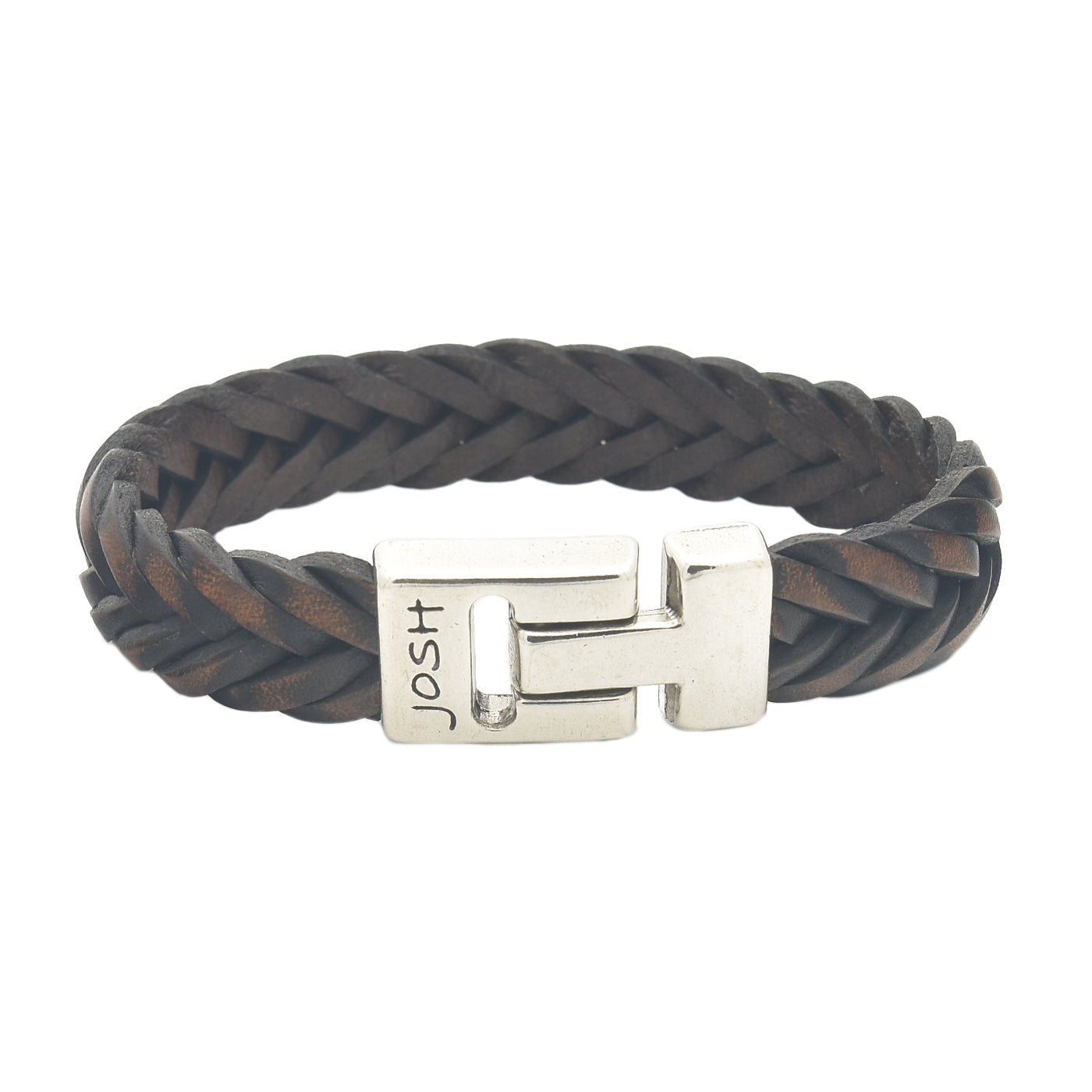 Josh Zwarte Leren Armband 24001-bra-S/MELBLACK/L