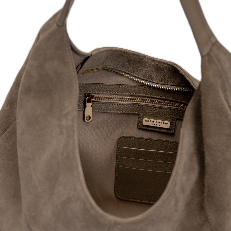 Isabel Bernard Honoré Grace taupe suede shoulder bag IB25093-178-zoom-