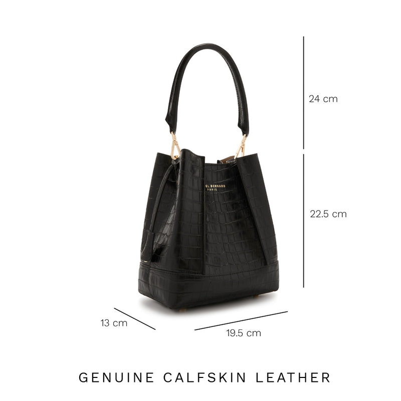 Isabel Bernard Femme Forte Minette Croco Black Calfskin Leather Handbag IB21114-201-zoom-