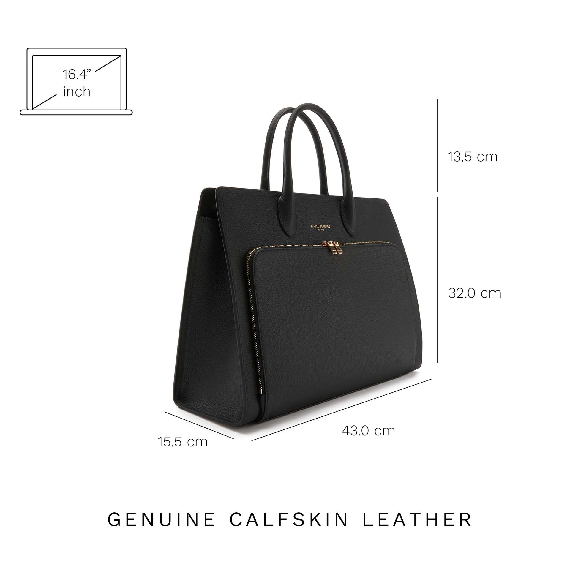 Isabel Bernard Honoré Nadine Black Leather Handbag made of Calfskin IB25032