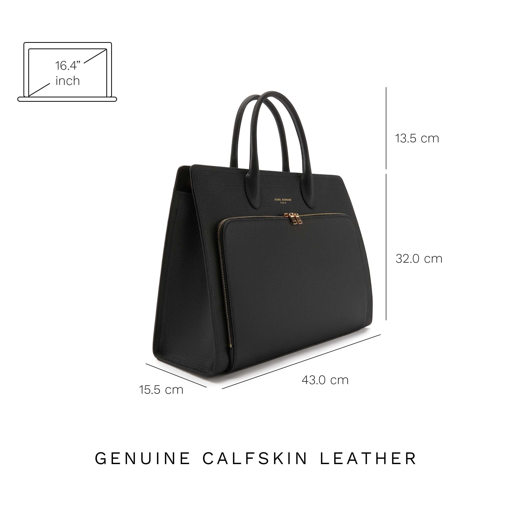 Isabel Bernard Honoré Nadine Black Leather Handbag made of Calfskin IB25032