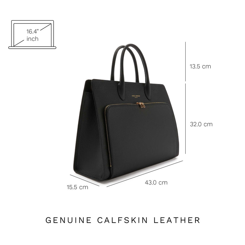Isabel Bernard Honoré Nadine Black Leather Handbag made of Calfskin IB25032-zoom-